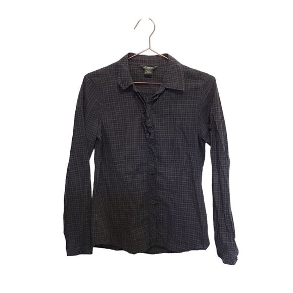 Eddie Bauer Plaid Ruffle Front Shirt - Size Small - Cotton - Picture 1 of 6
